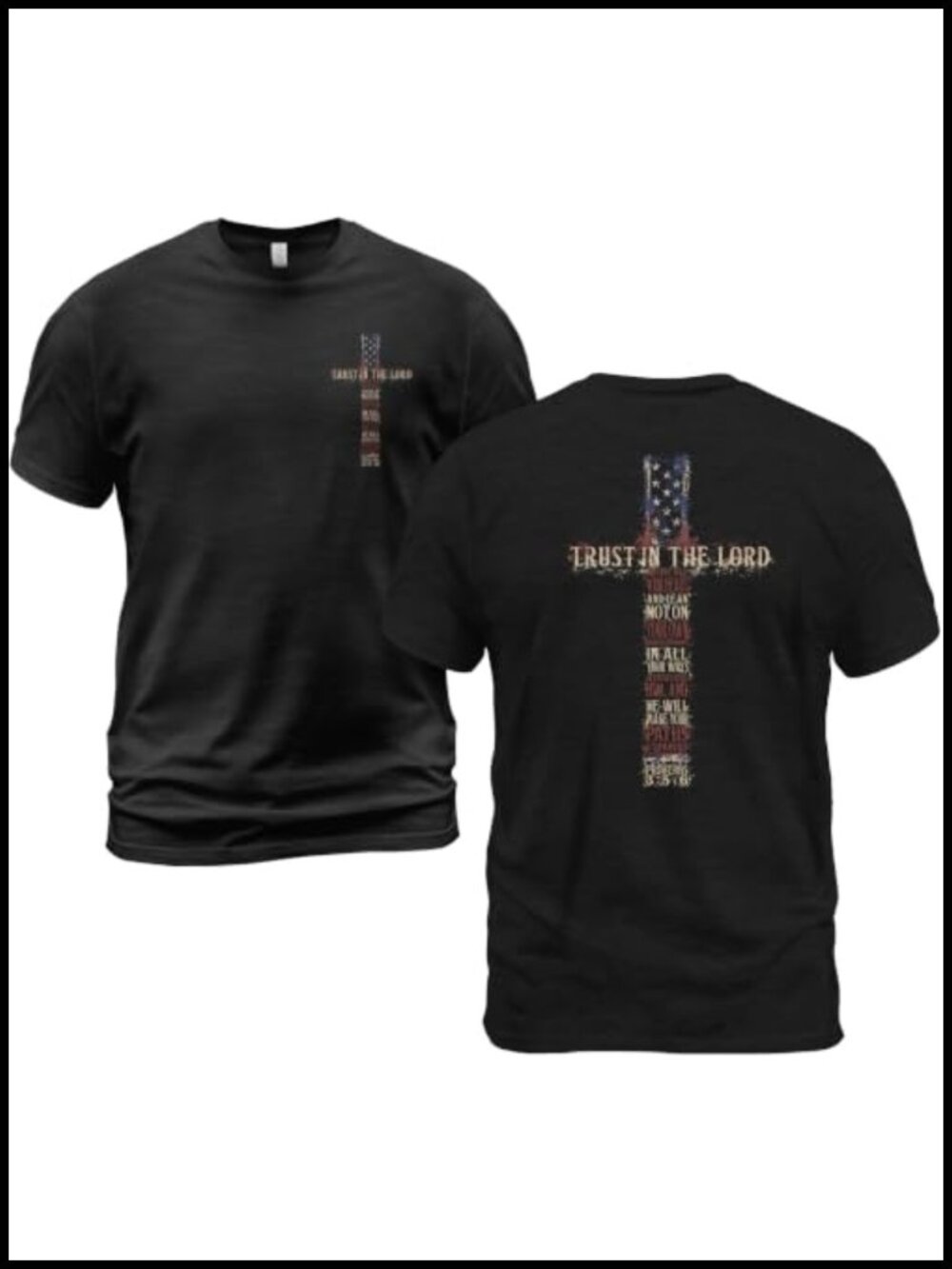 Christian Cross T-Shirt Trust in Lord Cotton Crew Neck Faith Tee